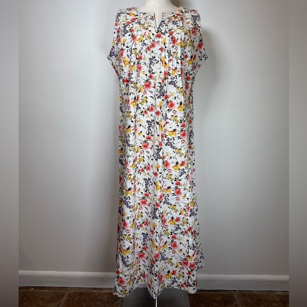 Chadwick’s Floral Sleeveless Linen Blend Dress Women’s Size PL (Petite Large)